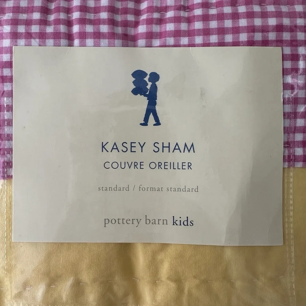 Pottery Barn Kids Kasey Standard Pillow Sham Quilted Cotton NIP 20x26 Pink Green